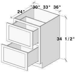 Pearl White Style 2 Drawer Base Cabinet