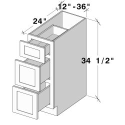 Pearl White Style 3 Drawer Base Cabinet