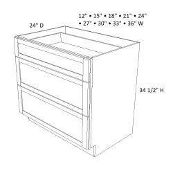 Slim Shaker Alabaster Style 3 Drawer Base Cabinet Slim Shaker Alabaster Style 3 Drawer Base Cabinet