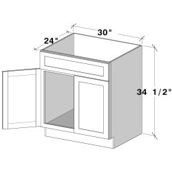 Pearl White Style 2 Door 1 Drawer Sink Base Cabinet