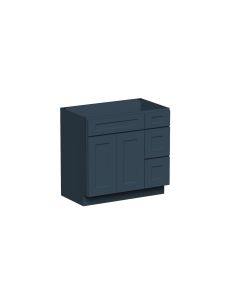 Cyber Gray 2 Doors 2 Drawers Right Vanity Base Cabinet - W36" X H34.5" X D21"