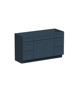 Cyber Gray 2 Doors 6 Drawers Vanity Base Cabinet - W60" X H34.5 X D21"