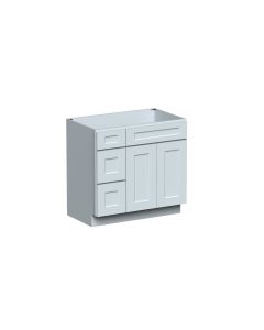Dove Gray 2 Doors 2 Drawers Left Vanity Base Cabinet - W36" X H34.5" X D21"