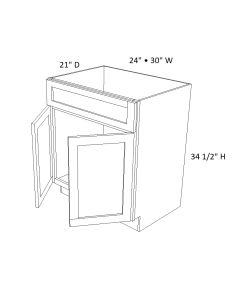 Dark Caramel 2 Door 2 Drawers Vanity Base Cabinet - W24" X H34.5" X D21"