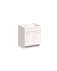 White Shaker 2 Door 1 Drawer Vanity Base Cabinet - W30" X H34.5" X D21"