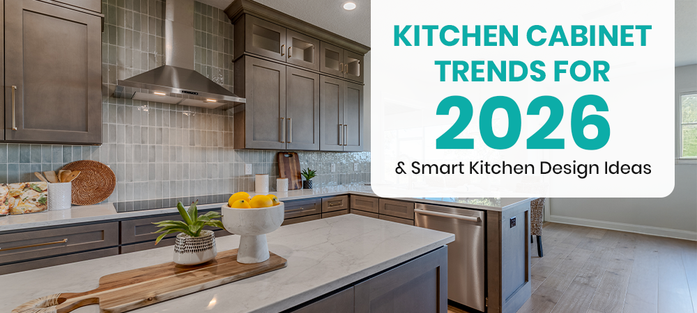 Kitchen cabinet trends 2026 showing modern shaker and slim shaker cabinets in a stylish kitchen