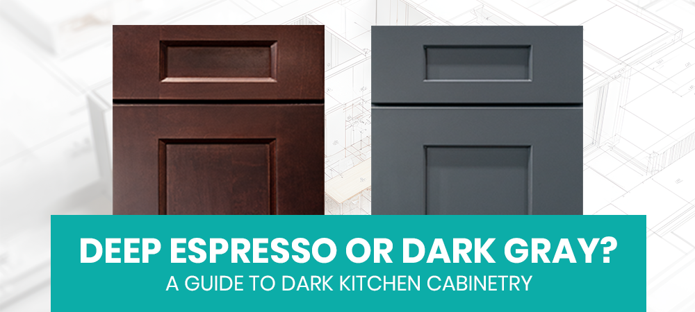 Espresso vs dark gray kitchen cabinets side by side with countertops
