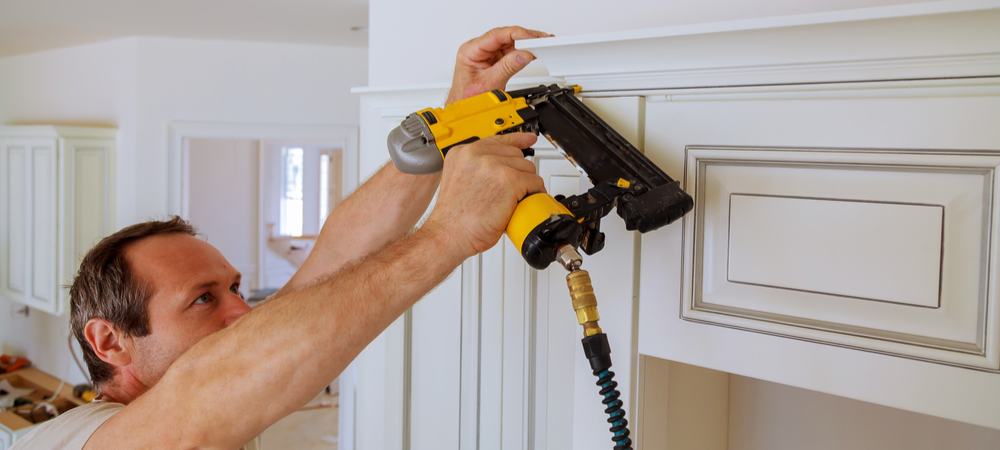 Nailing molding to cabinet