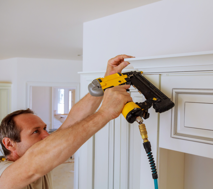 Nailing molding to cabinet