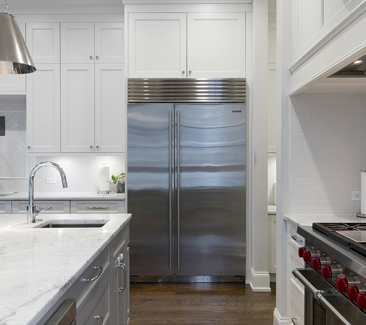 White shaker kitchen with stainless steel appliances White shaker kitchen with stainless steel appliances