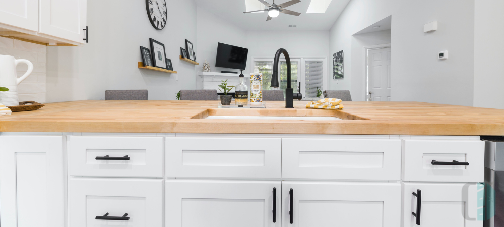 Wood Accents in Modern White Kitchen