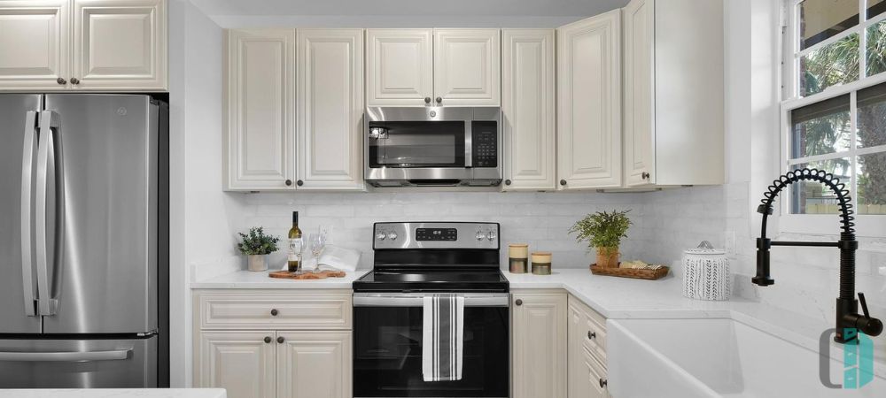 White Colored Kitchen Cabinets in Natural Sunlight