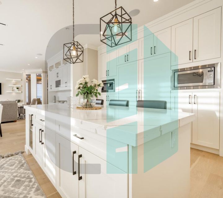 White Colored Kitchen Cabinets in Mixed Lighting