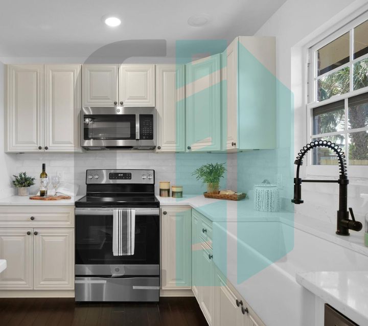 White Colored Kitchen Cabinets in Natural Sunlight