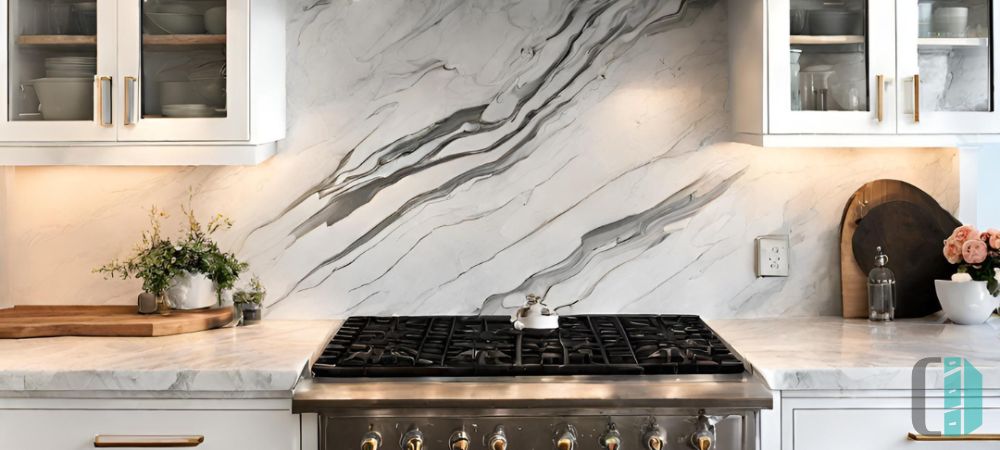 chic marble slab for white backsplash kitchen