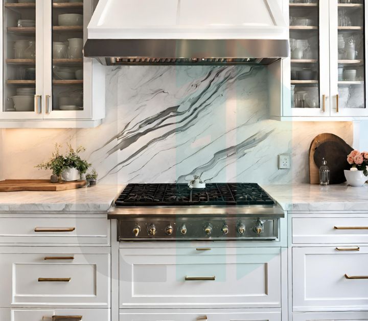 chic marble slab for white backsplash kitchen