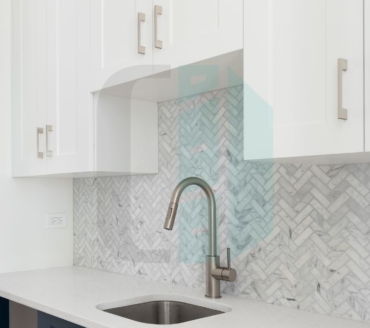 herringbone tiles for white backsplash kitchen