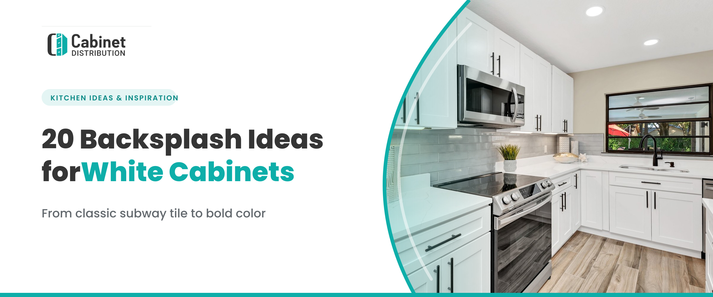 White shaker kitchen with a gray subway-tile backsplash, illustrating backsplash ideas for white cabinets