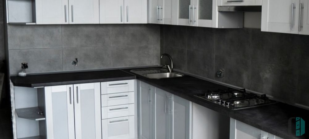 Light Gray Kitchen Cabinets With Dark Countertops