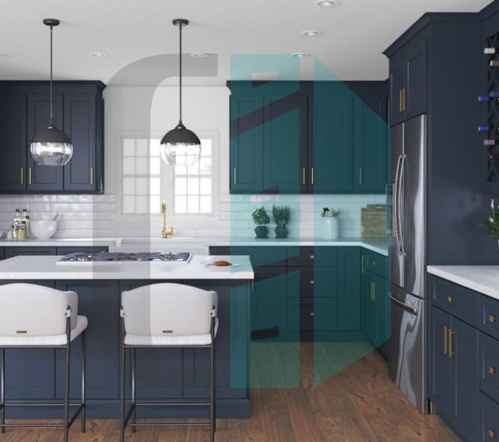 Dark Gray Kitchen Cabinets with Crisp White Countertops