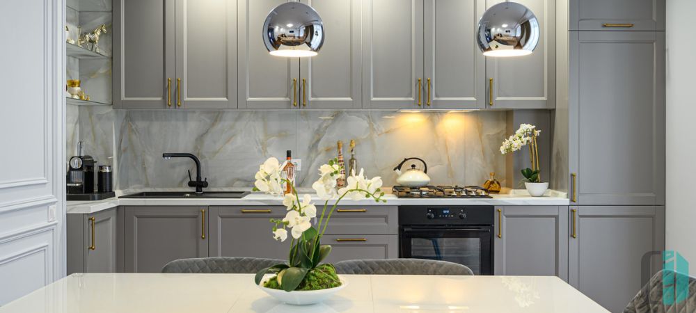 Warm Toned Gray Kitchen Cabinets